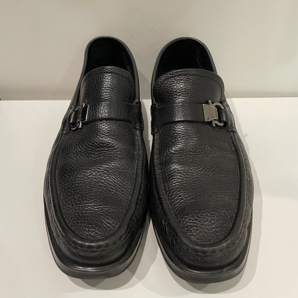 Salvatore Ferragamo Leather Moccasin Loafers with Gancini Ornament
